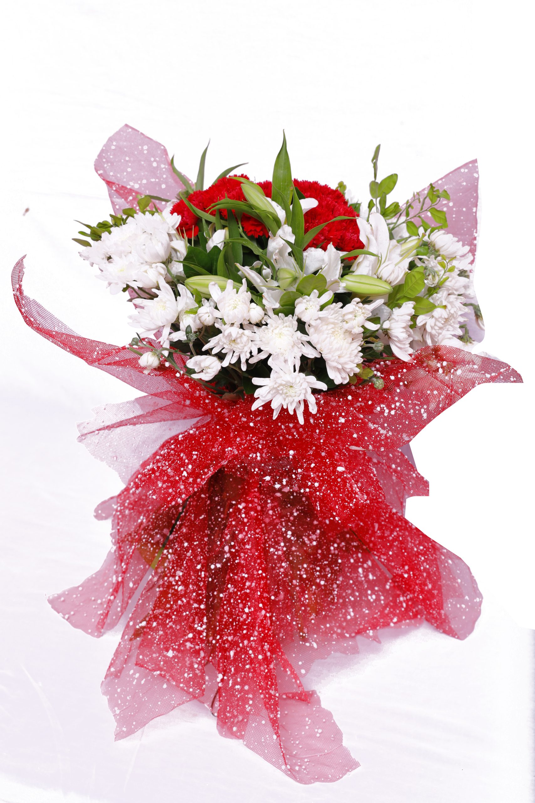 Red Carnation and Lily Bouquet