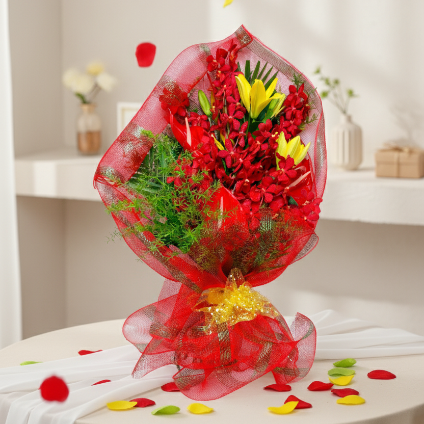 Red and Yellow Harmony Bouquet