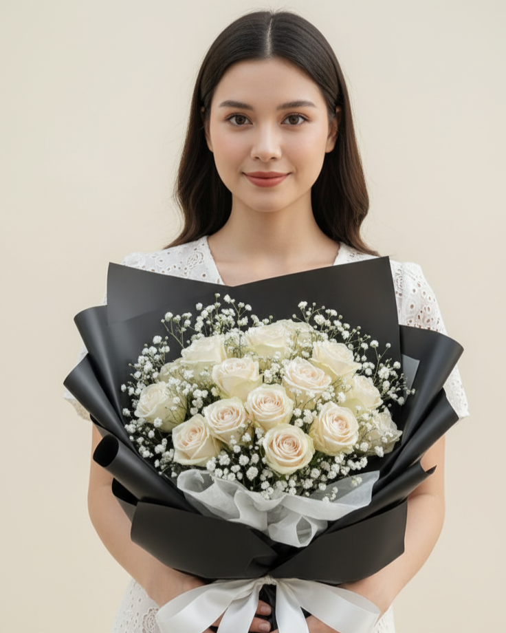 White Roses Classic Bouquet