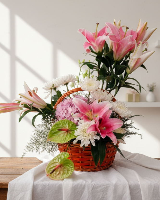 Pastel Petals Basket