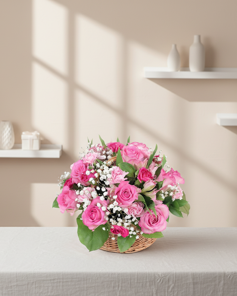 Pink Perfection flower basket