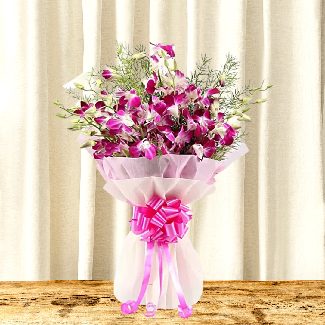 10 Purple Orchids Bouquet