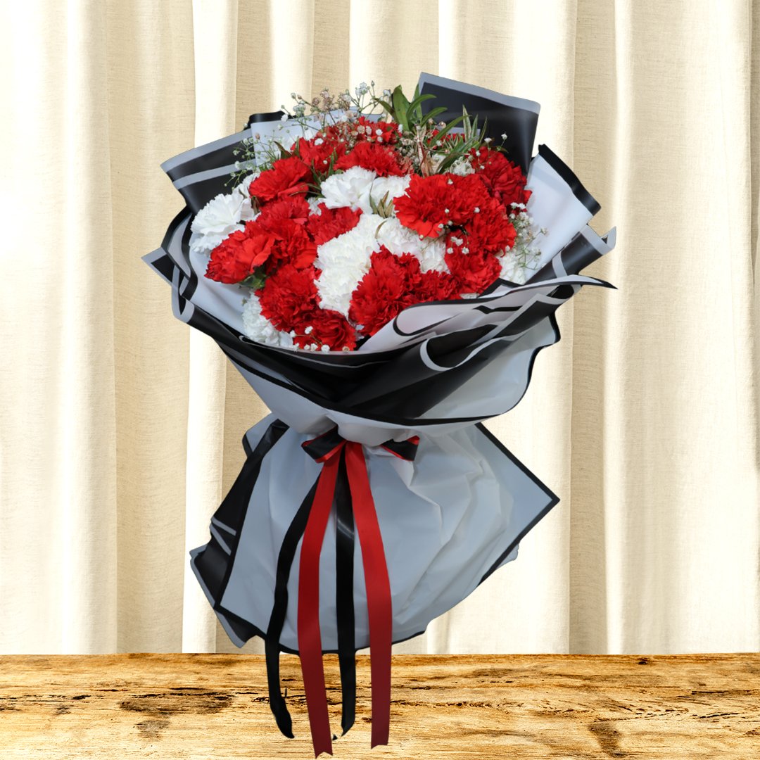 Red & White Carnation Luxury Bouquet