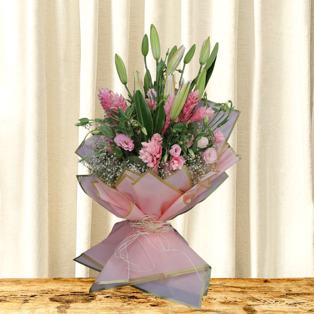 Pastel Pink Lily Bloom Arrangement
